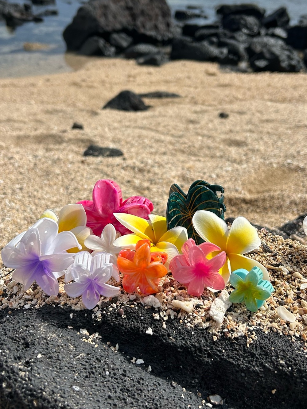 Tropical Plumeria Flower Hair Clips for Women - Multicolor Set